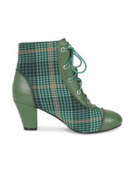 Vintageinspireret støvle: Selma Herringbone, grønne - lækre grønne snørestøvler